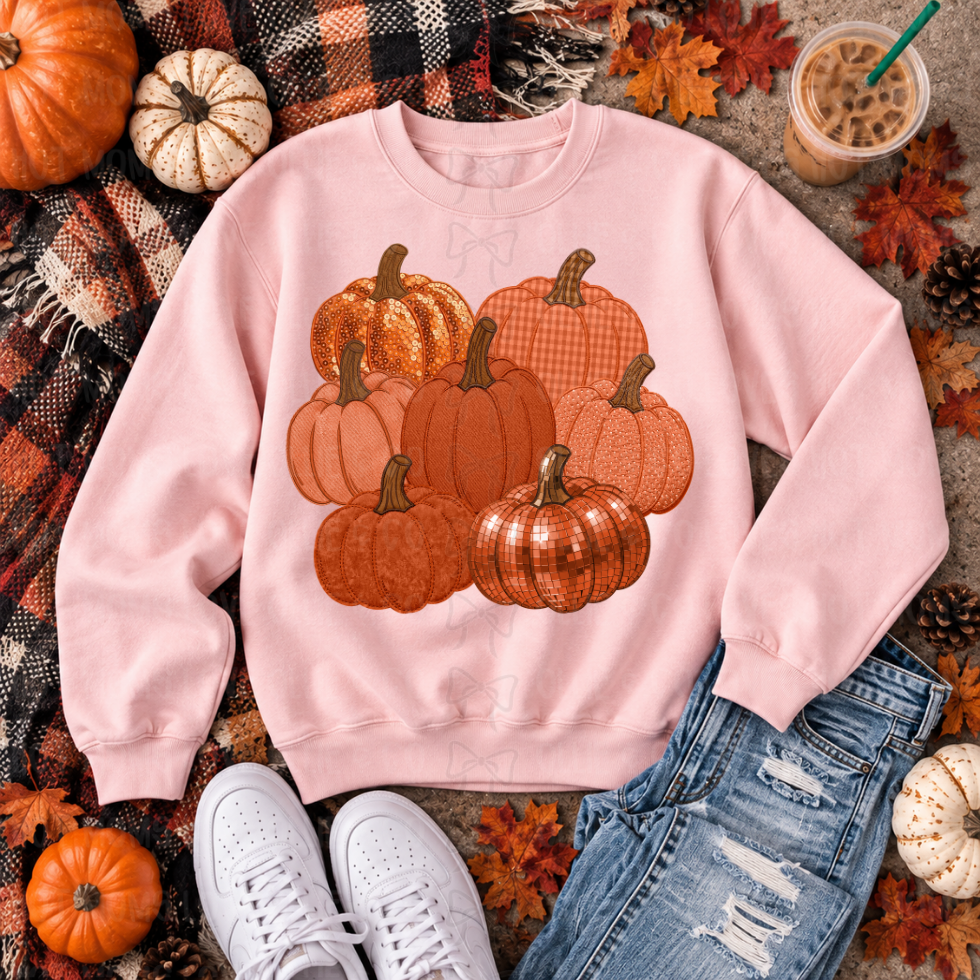 PATTERN PUMPKIN COLLAGE - FAUX EMBROIDERED - DTF TRANSFER