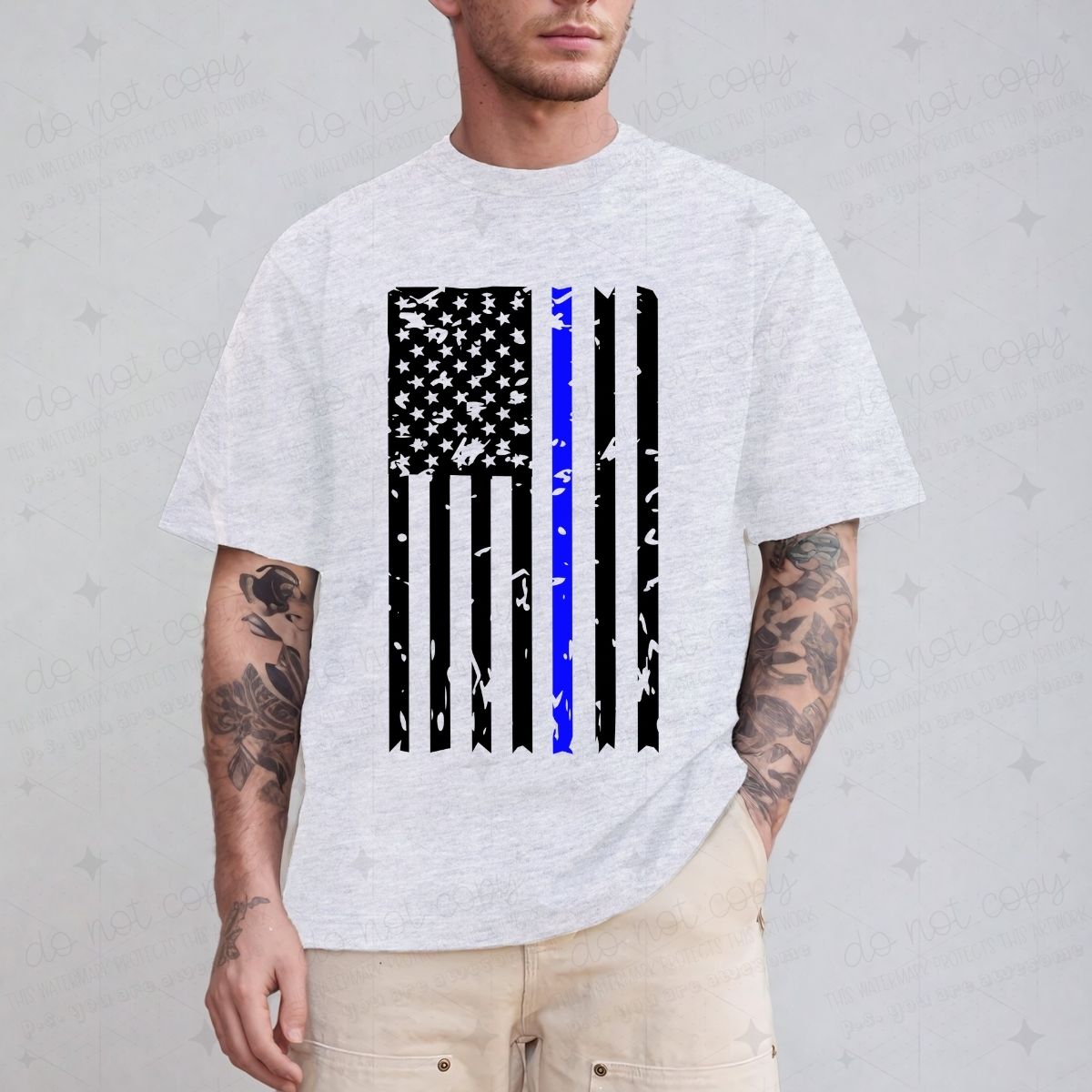 BLUE LINE FLAG - DTF TRANSFER