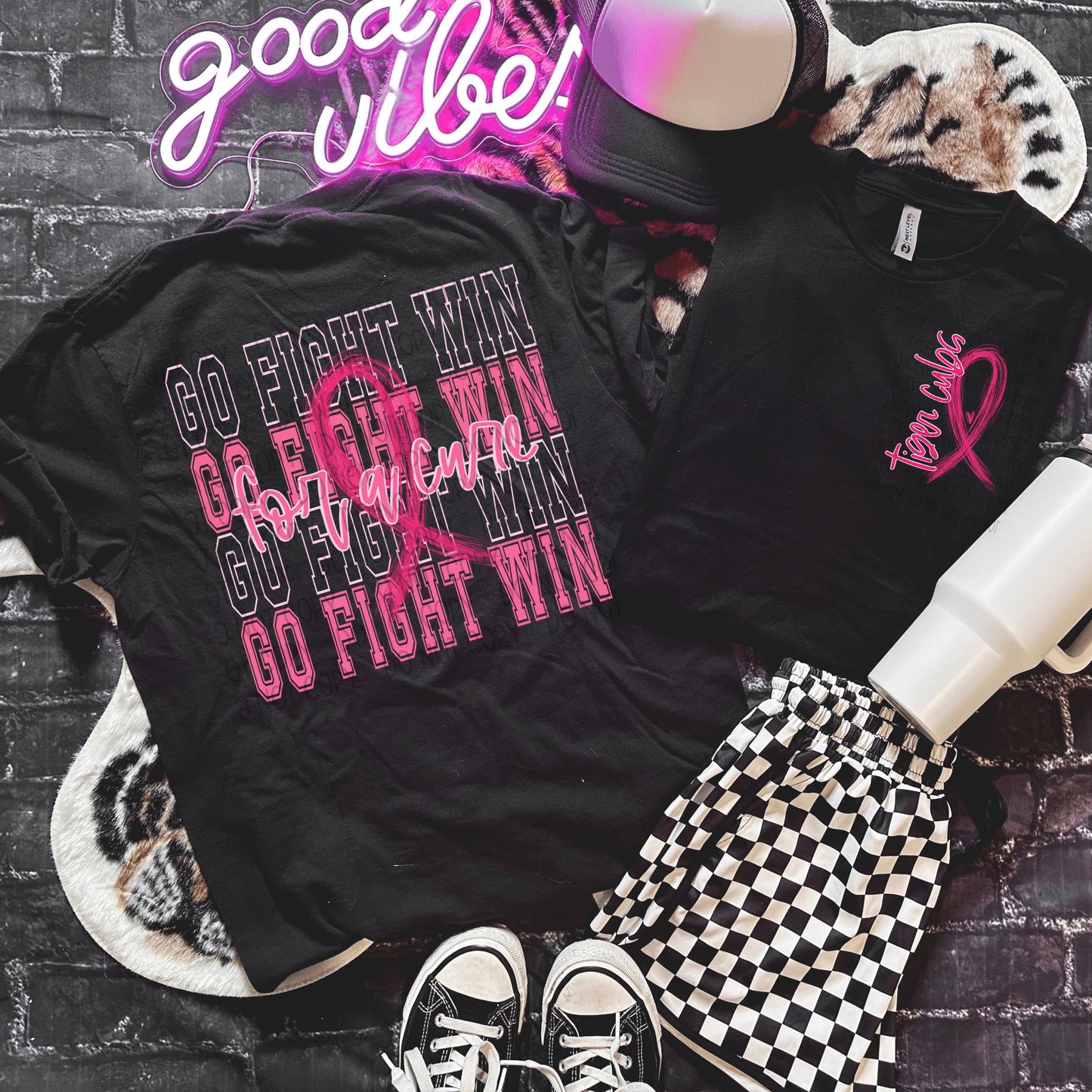 Go Fight Win for a Cure with mascot pocket- front & back