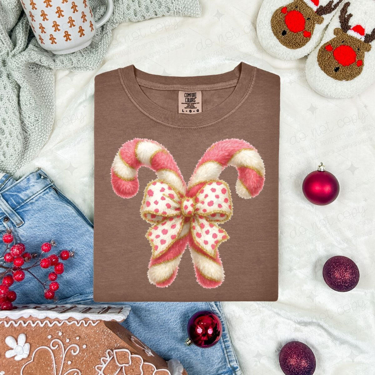 COQUETTE PINK CANDY CANES - FAUX YARN - DTF TRANSFER