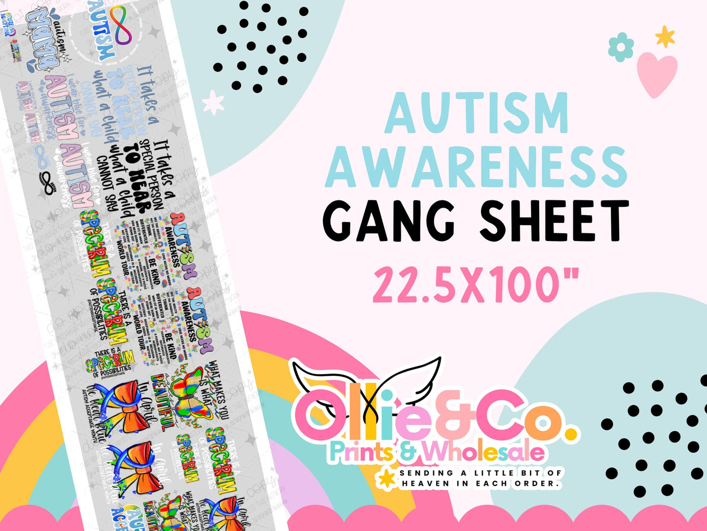 Autism Awareness 2.0 Gang Sheet 22x100