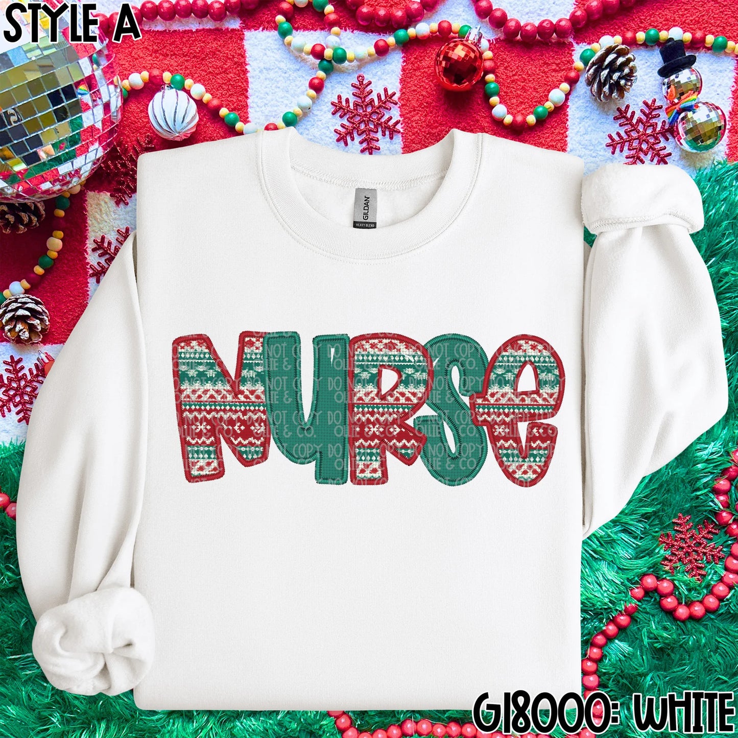 FAUX EMBROIDERY CHRISTMAS SCHOOL OCCUPATIONS - MOCKUP ONLY