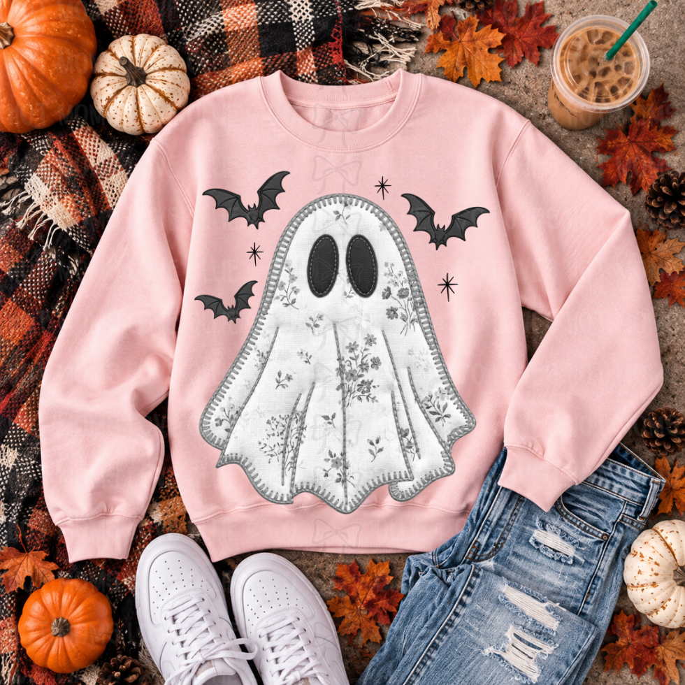 STITCHED GHOST - FAUX EMBROIDERED - DTF TRANSFER