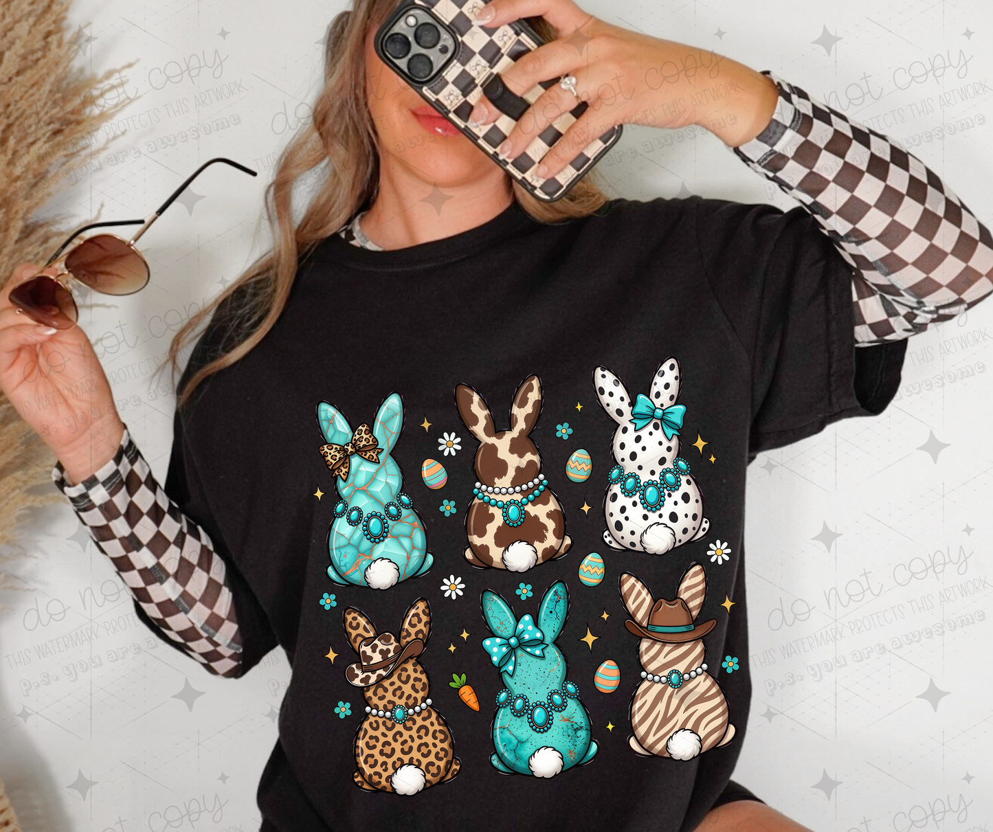 COWGIRL EASTER BUNNY - DTF TRANSFER