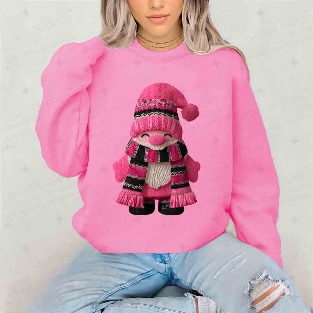 PINK AND BLACK WINTER GNOME - FAUX YARN - DTF TRANSFER