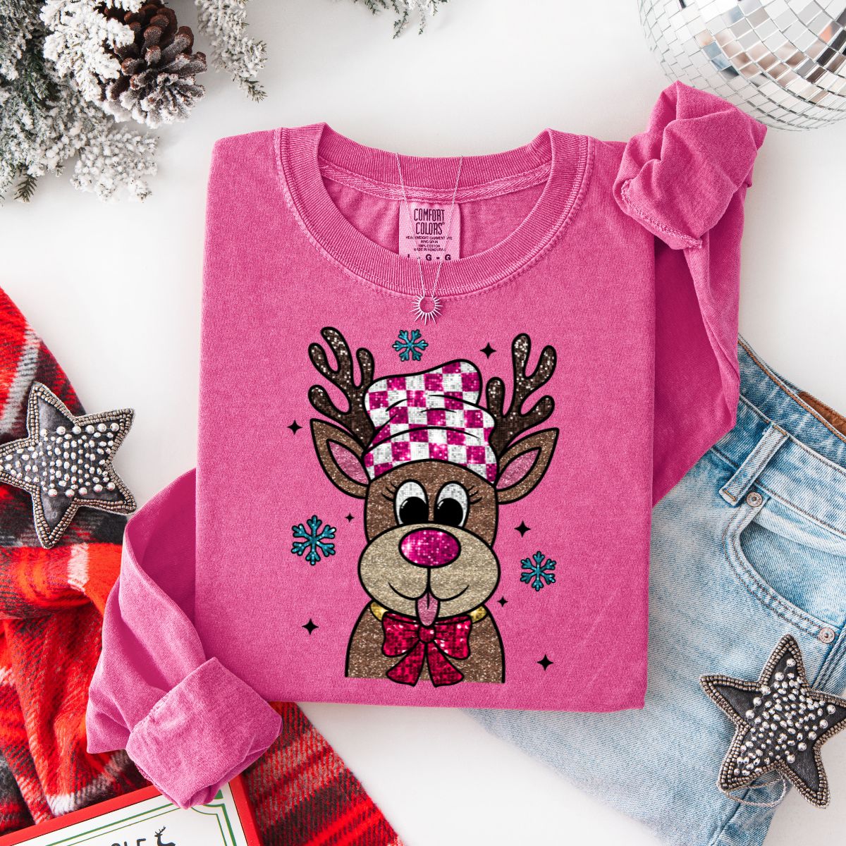 COQUETTE REINDEER - FAUX GLITTER - DTF TRANSFER