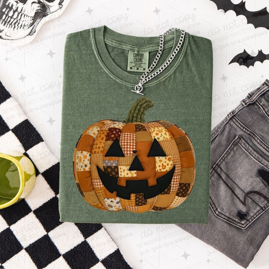 PATCHWORK JACK O LANTERN - DTF TRANSFER