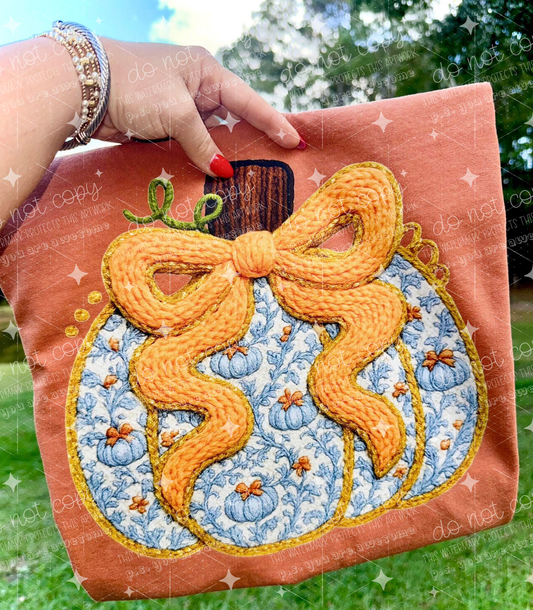 BLUE PUMPKIN FAUX YARN - DTF TRANSFER