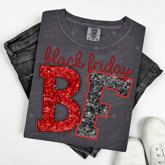 BLACK FRIDAY - FAUX SEQUIN/FAUX EMBROIDERY - DTF TRANSFER