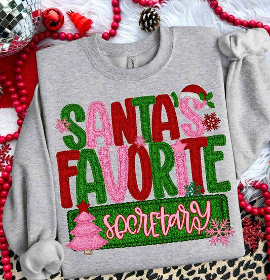 SANTA'S FAVORITE SECRETARY - FAUX YARN - DTF TRANSFER