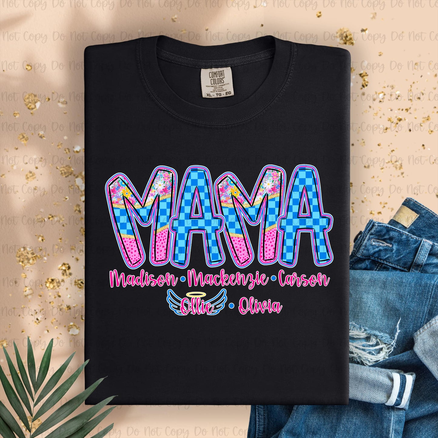 WHIMSY FLOWER - MAMA,AUNT,GRANDMA ETC W/ KIDS NAMES - CUSTOM TRANSFER