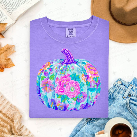 BRIGHT FLORAL PUMPKIN - DTF TRANSFER