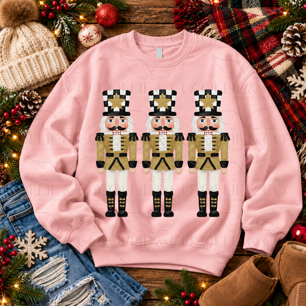 GOLD CHECKERED NUTCRACKERS - FAUX PAINT - DTF TRANSFER