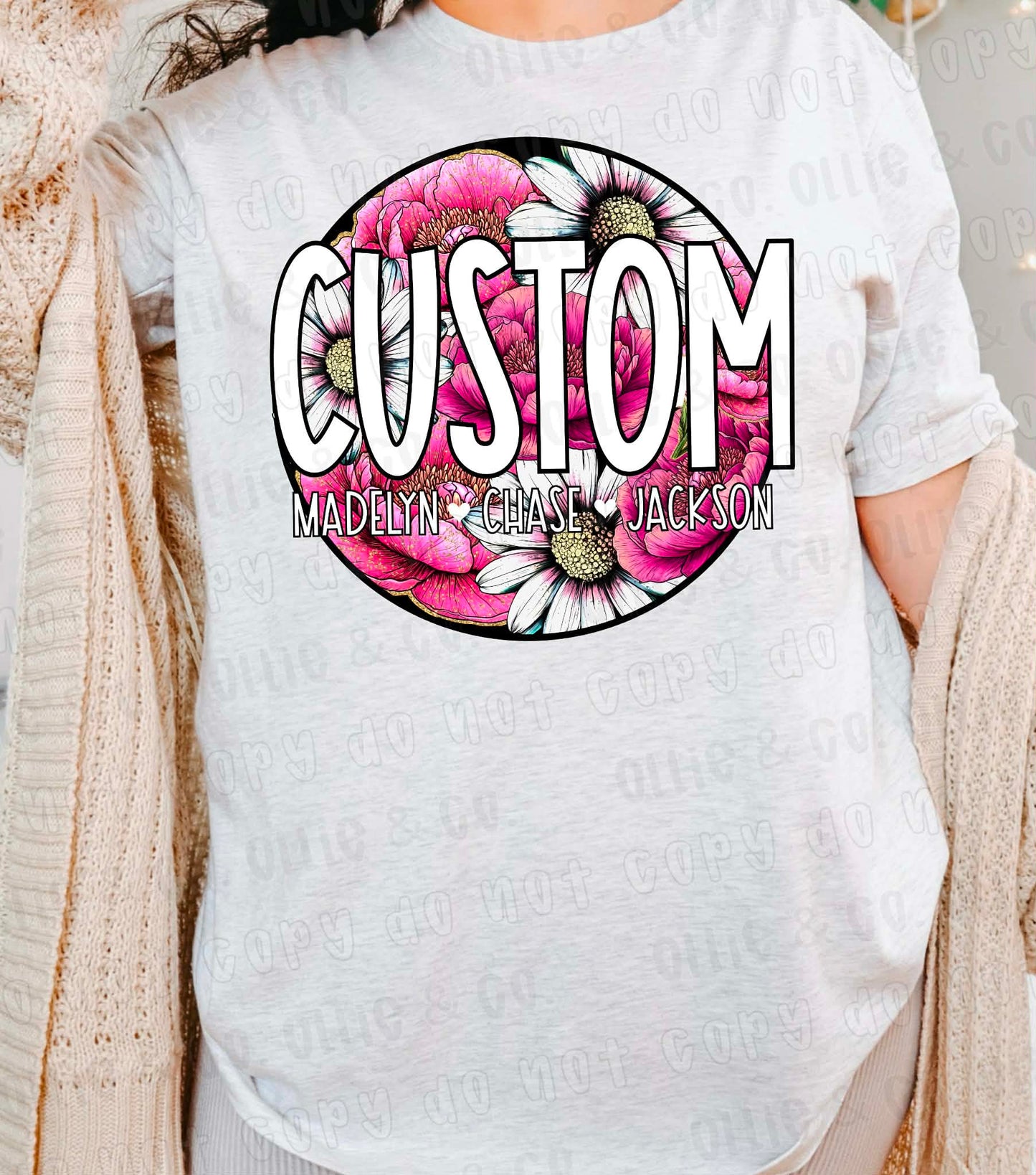 CIRCLE FLOWER MAMA WITH NAMES - CUSTOM TRANSFER