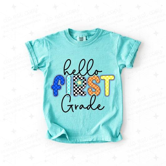 HELLO FIRST GRADE - DTF TRANSFER