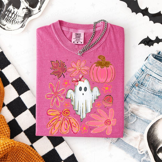COQUETTE PINK GHOST DOODLE - DTF TRANSFER