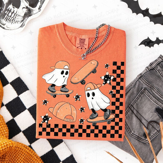 ORANGE SPOOKY SKATEBOARDERS - DTF TRANSFER