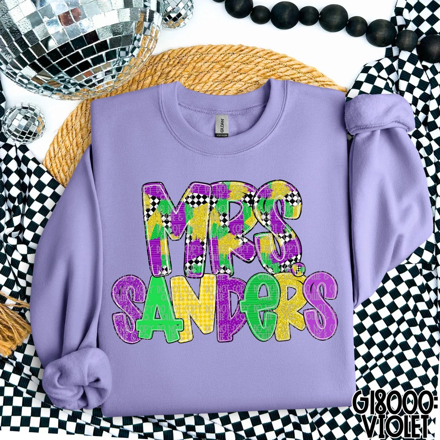HAND LETTERED MARDI GRAS NAMES - MOCKUP ONLY