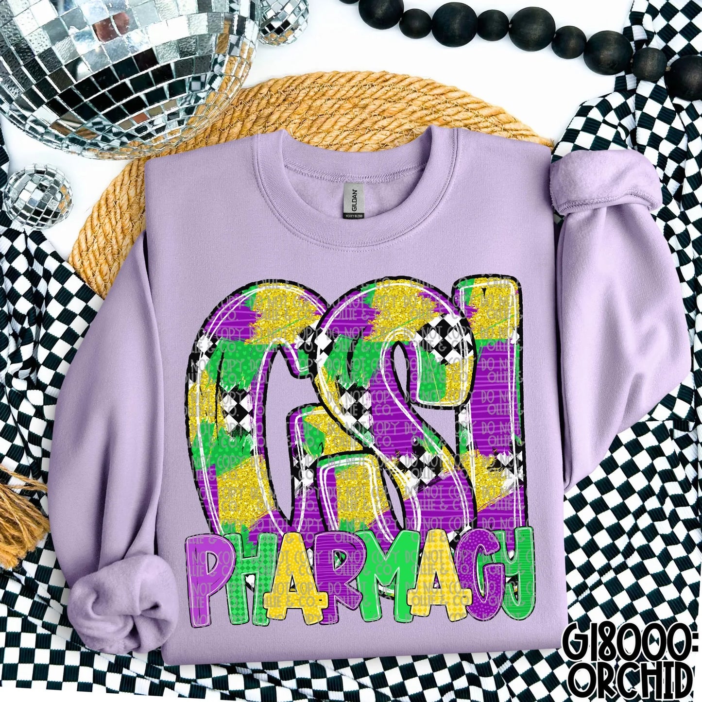 MARDI GRAS INITIAL & MASCOT NAMES - MOCKUP ONLY
