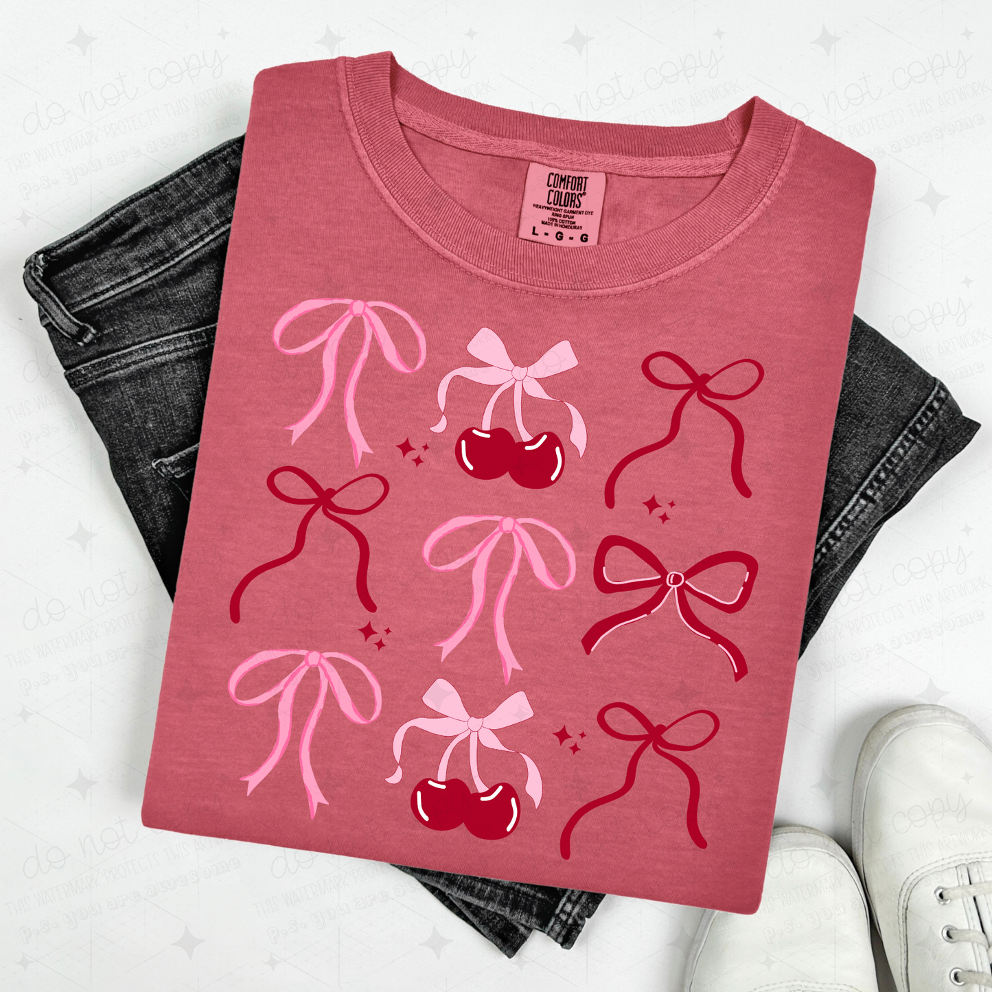 COQUETTE CHERRIES AND BOWS COLLAGE - DTF TRANSFER