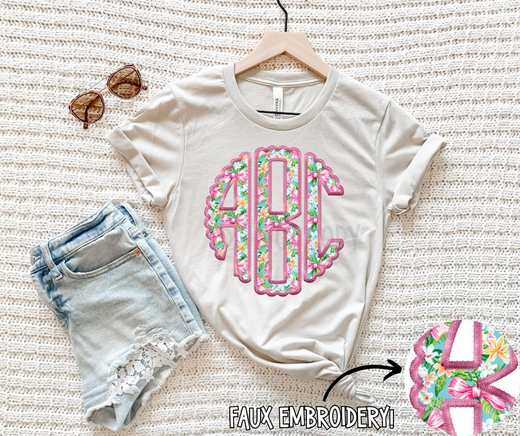 COQUETTE FLORAL MONOGRAM - CUSTOM TRANSFER
