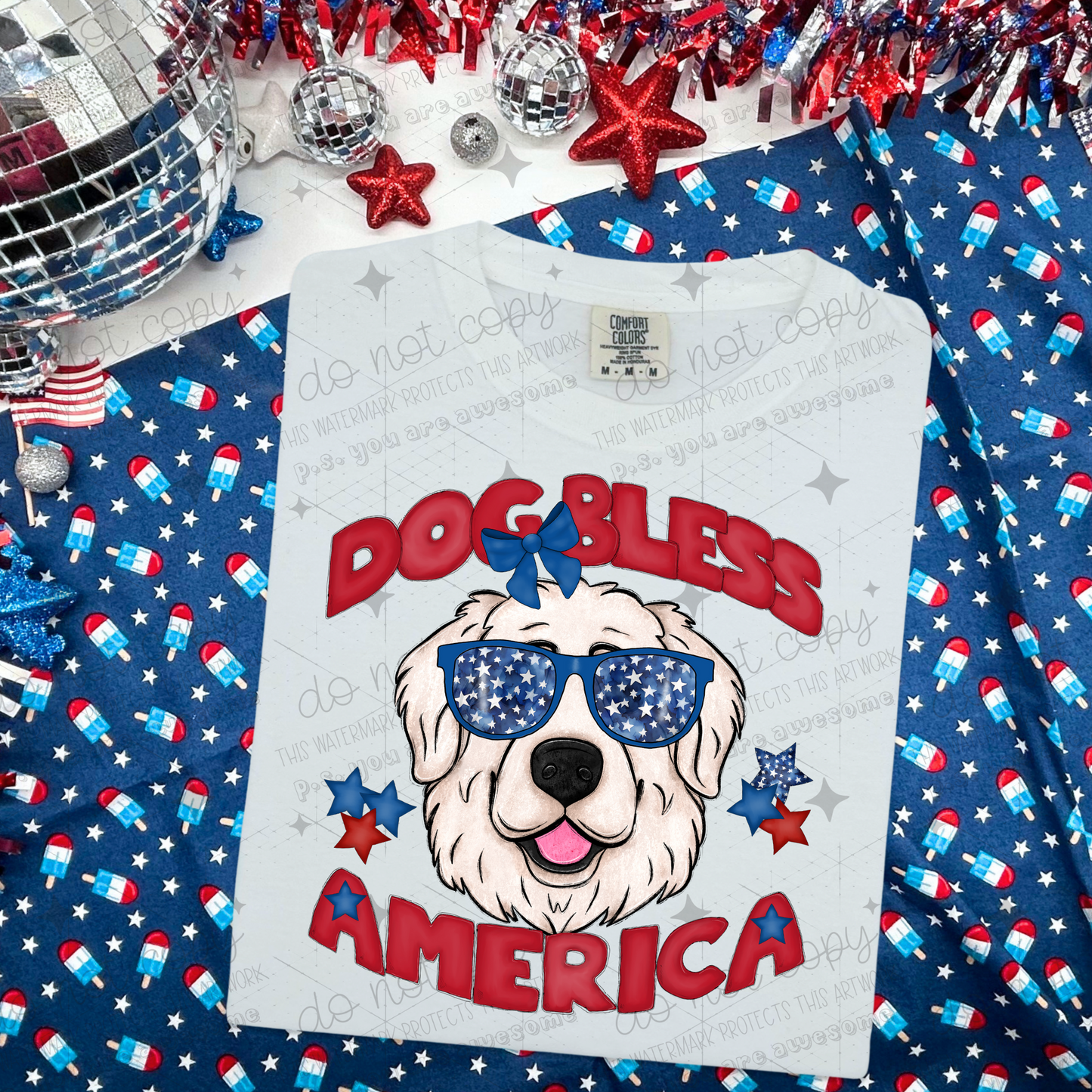 DOG BLESS AMERICA - DTF TRANSFER