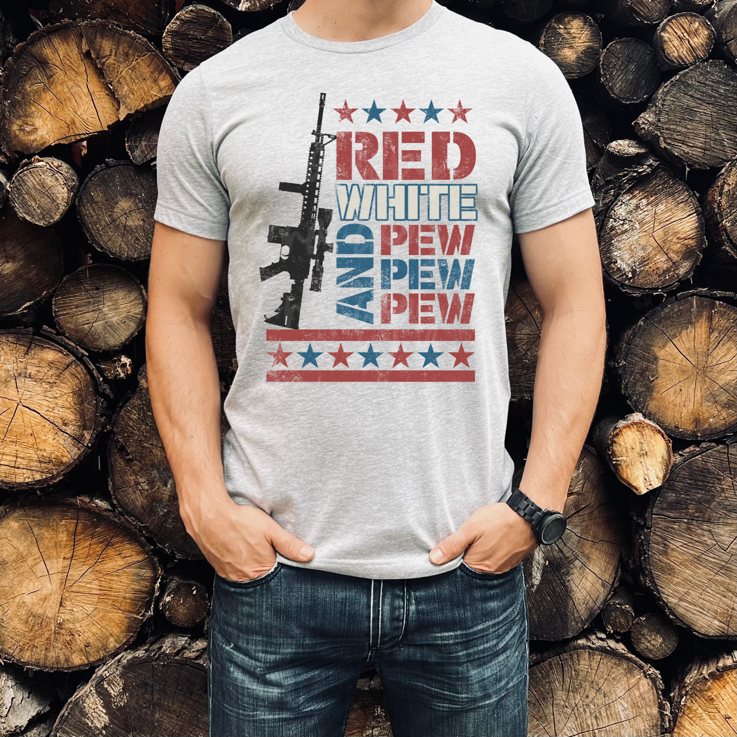 RED WHITE & PEW PEW PEW  - DTF TRANSFER