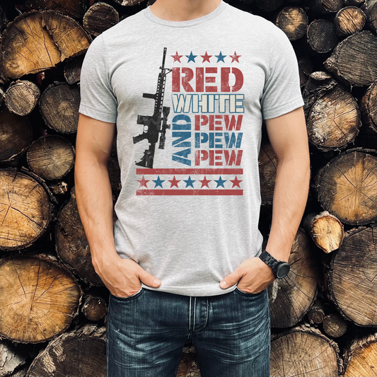 RED WHITE & PEW PEW PEW  - DTF TRANSFER