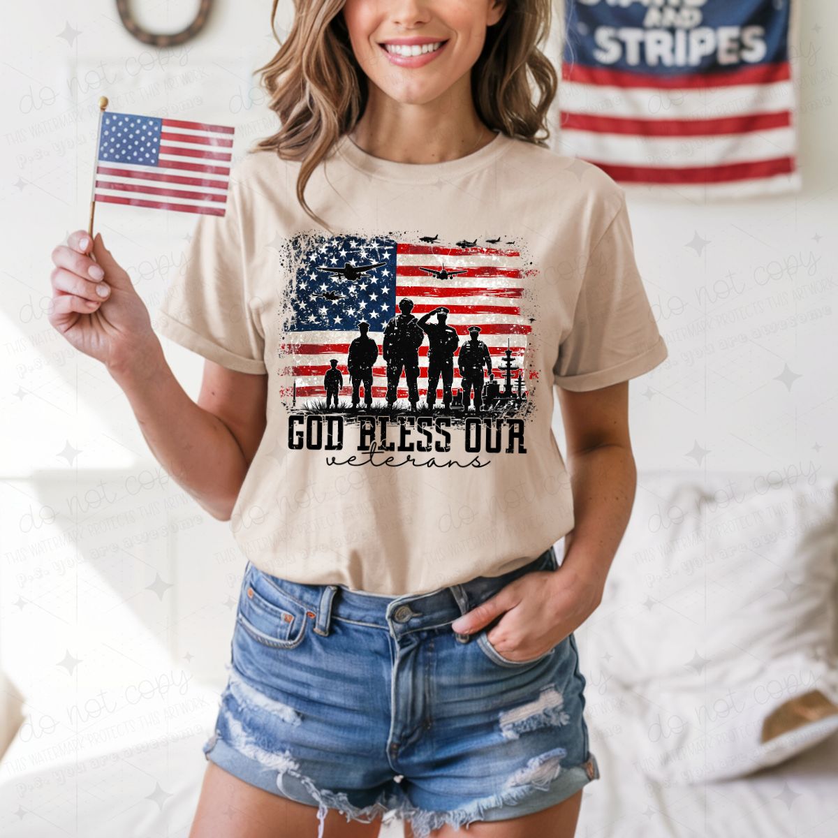 GOD BLESS OUR VETERANS - COMPLETED TEE