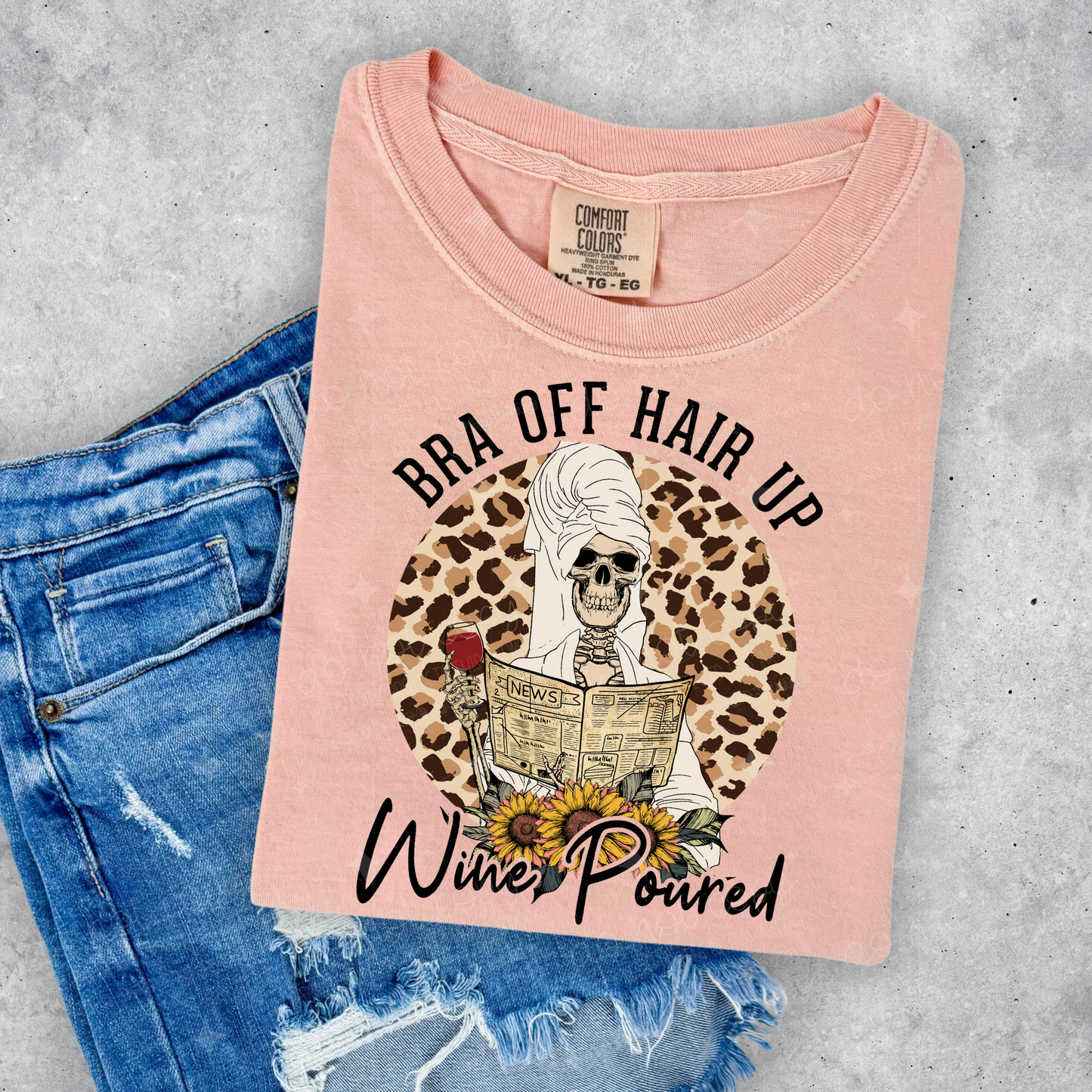 BRA OFF HAIR UP WINE POURED - DTF TRANSFER