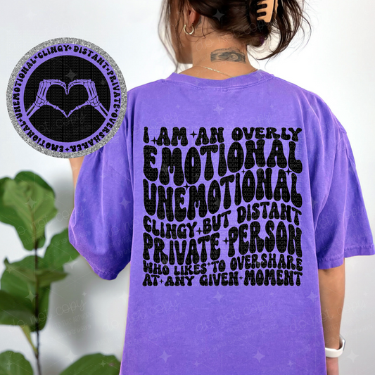 EMOTIONAL UNEMOTIONAL *OLLIE & CO. EXCLUSIVE* - FRONT+BACK - DTF TRANSFER