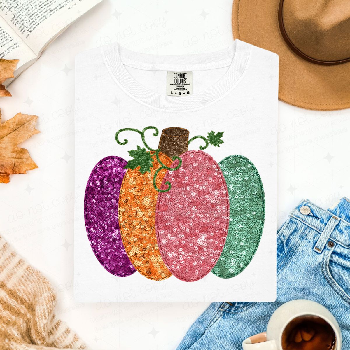 PUMPKIN - FAUX SEQUIN - DTF TRANSFER