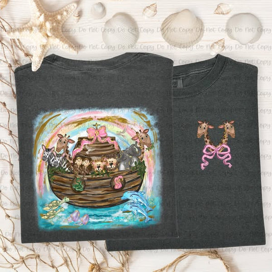 NOAH'S ARK WITH ANIMALS GIRL - FRONT+BACK - DTF TRANSFER