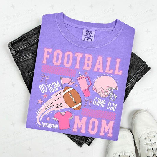 COQUETTE FOOTBALL MOM - WHITE TEXT - DTF TRANSFER