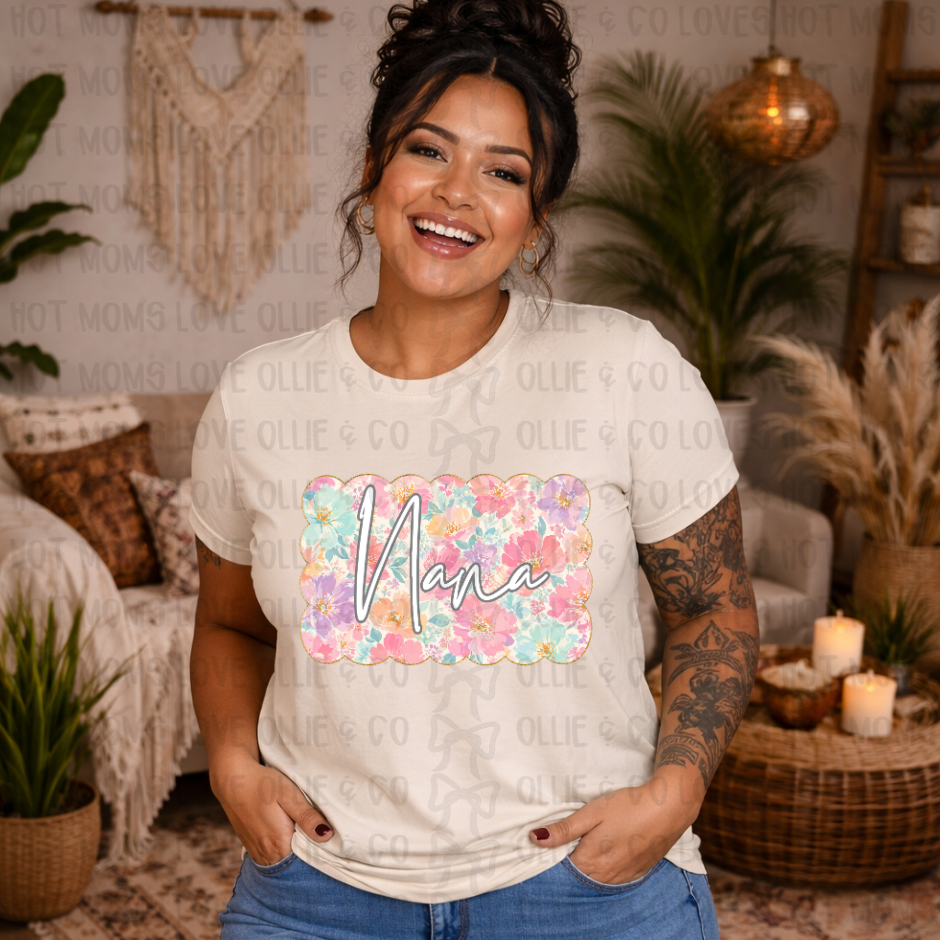 FLORAL NANA FRAME - DTF TRANSFER
