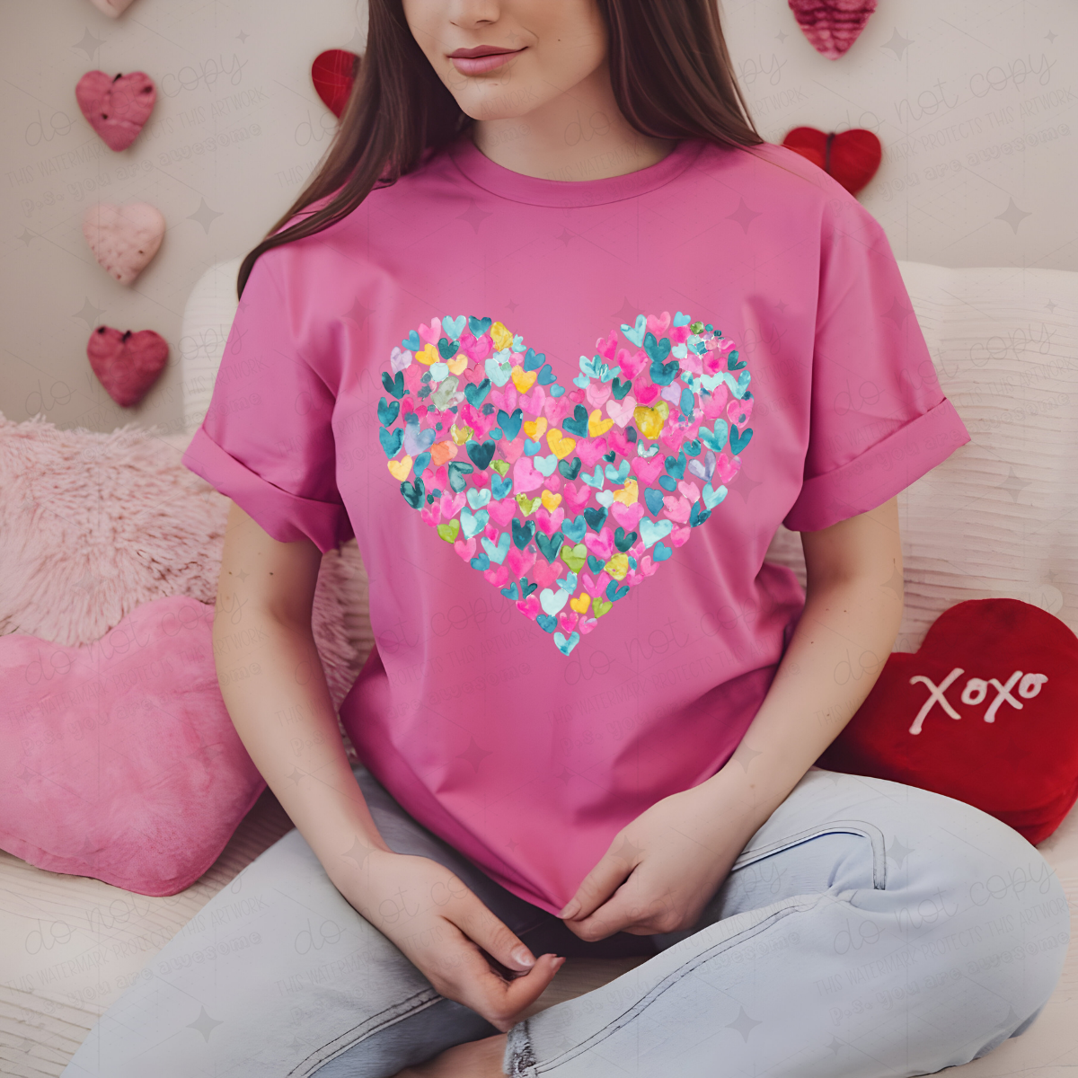 LITTLE HEARTS MAKING A BIG HEART - MULTICOLOR - DTF TRANSFER