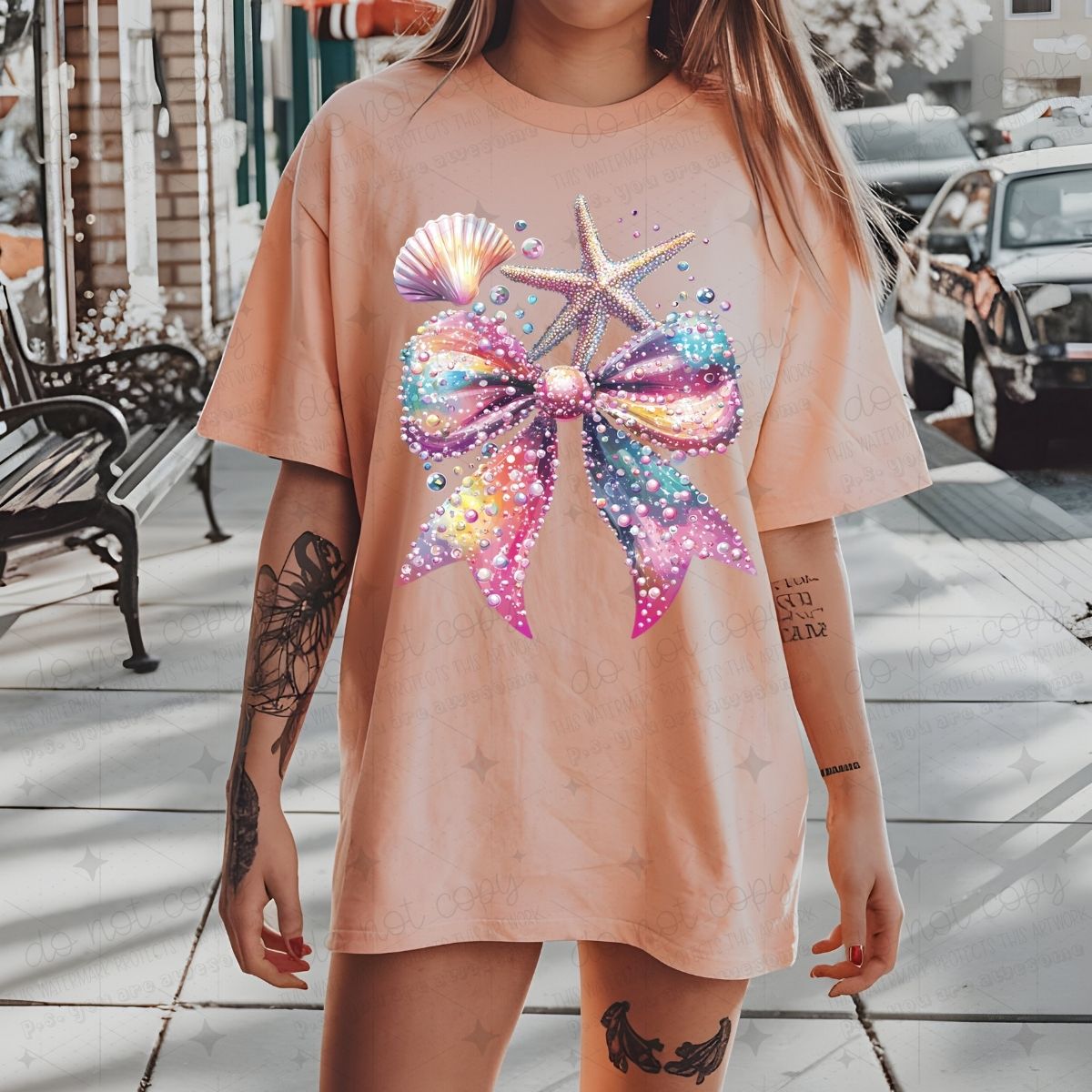 COQUETTE STARFISH & SEASHELL BOW - DTF TRANSFER