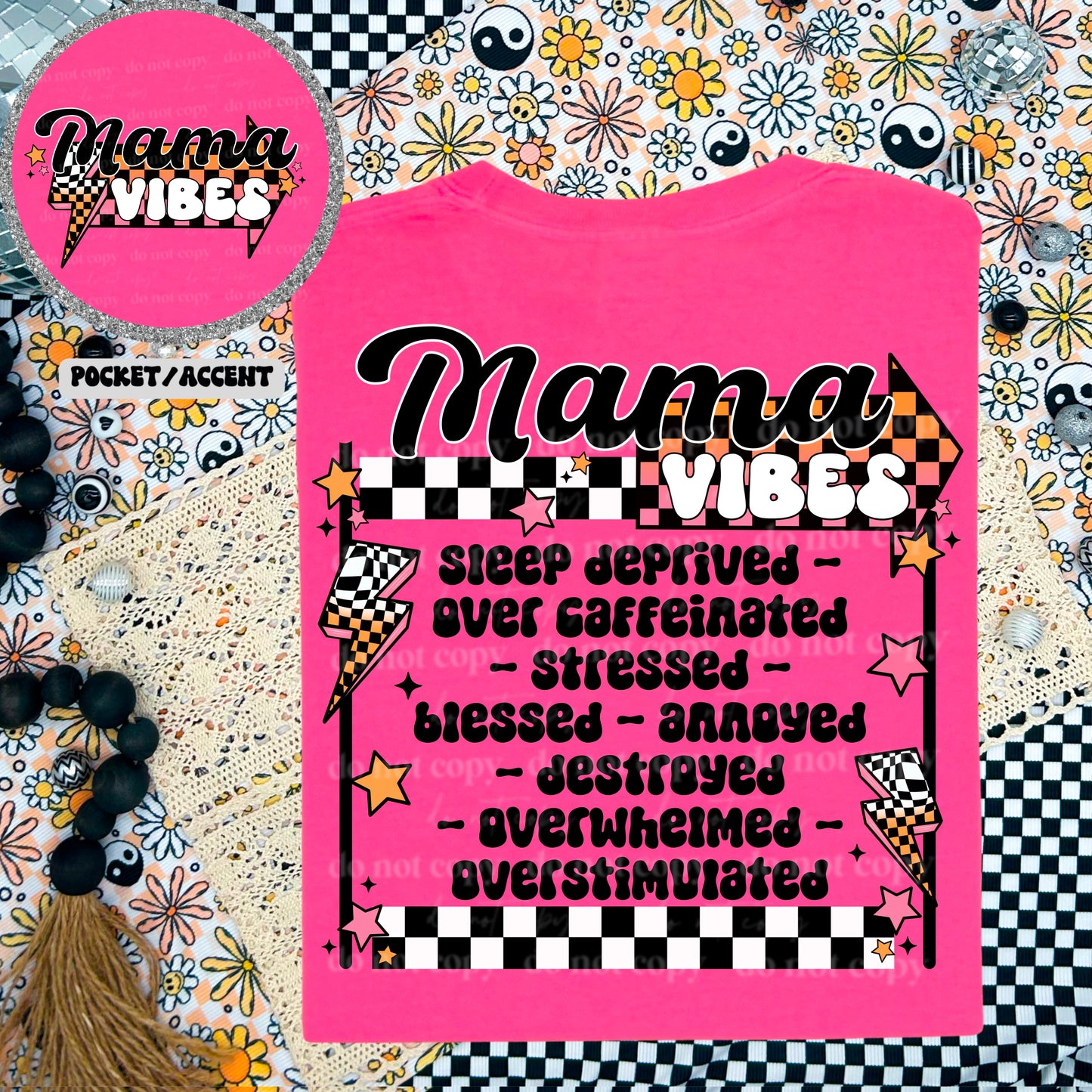 MAMA VIBES - FRONT+BACK - DTF TRANSFER