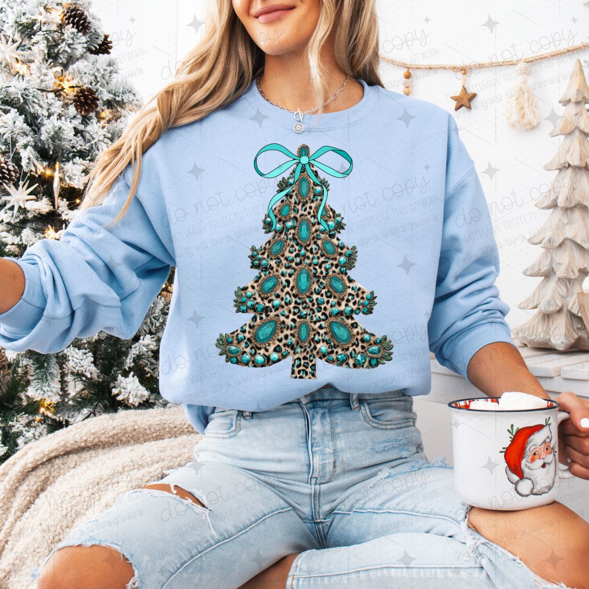 COQUETTE TURQUOISE CHRISTMAS TREE - DTF TRANSFER