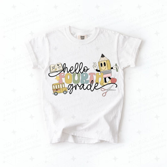 HELLO FOURTH GRADE - BOY - DTF TRANSFER