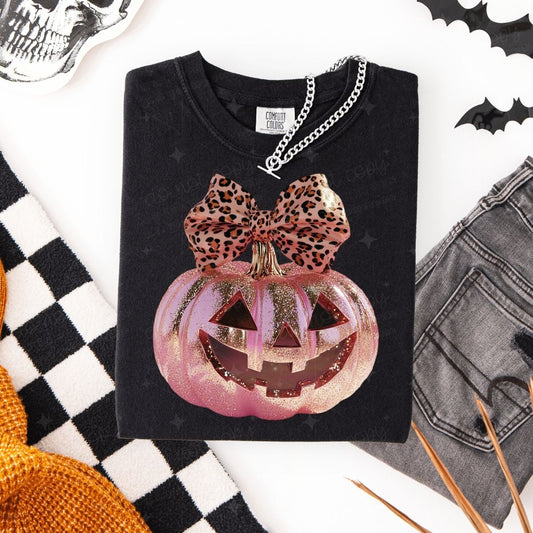 COQUETTE JACK O LANTERN - FAUX GLITTER - DTF TRANSFER