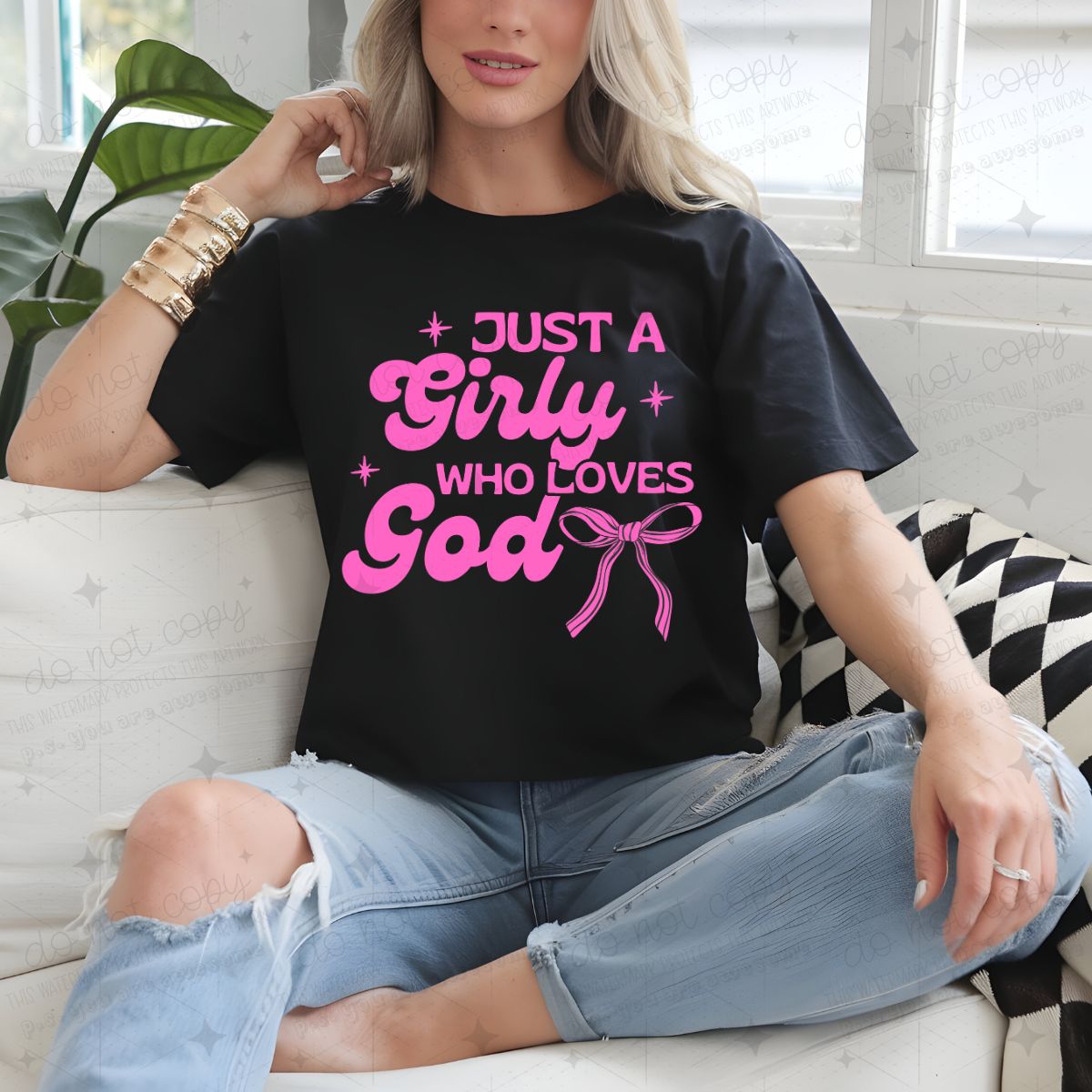 COQUETTE JUST A GIRLY WHO LOVES GOD - COMPLETED TEE