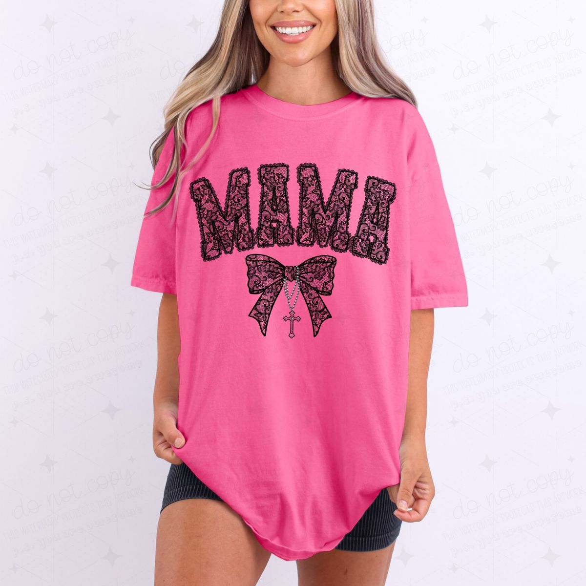 COQUETTE MAMA - FAUX LACE - COMPLETED TEE
