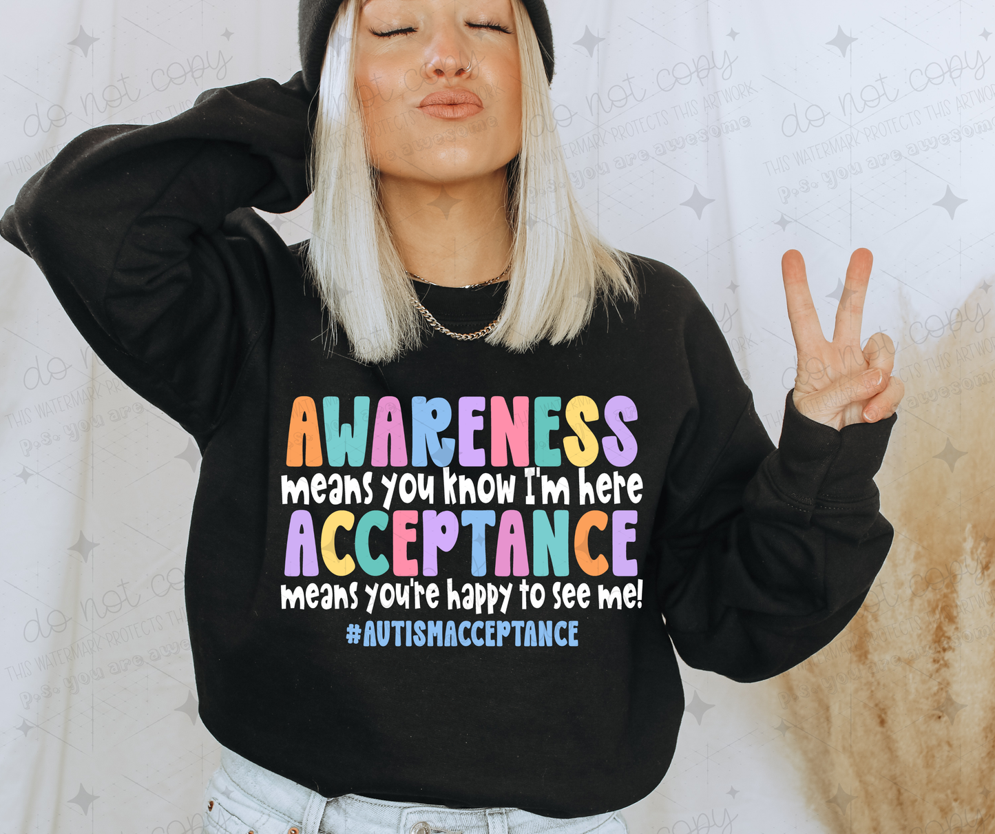AWARENESS ACCEPTANCE WHITE - *OLLIE & CO. EXCLUSIVE* - DTF TRANSFER