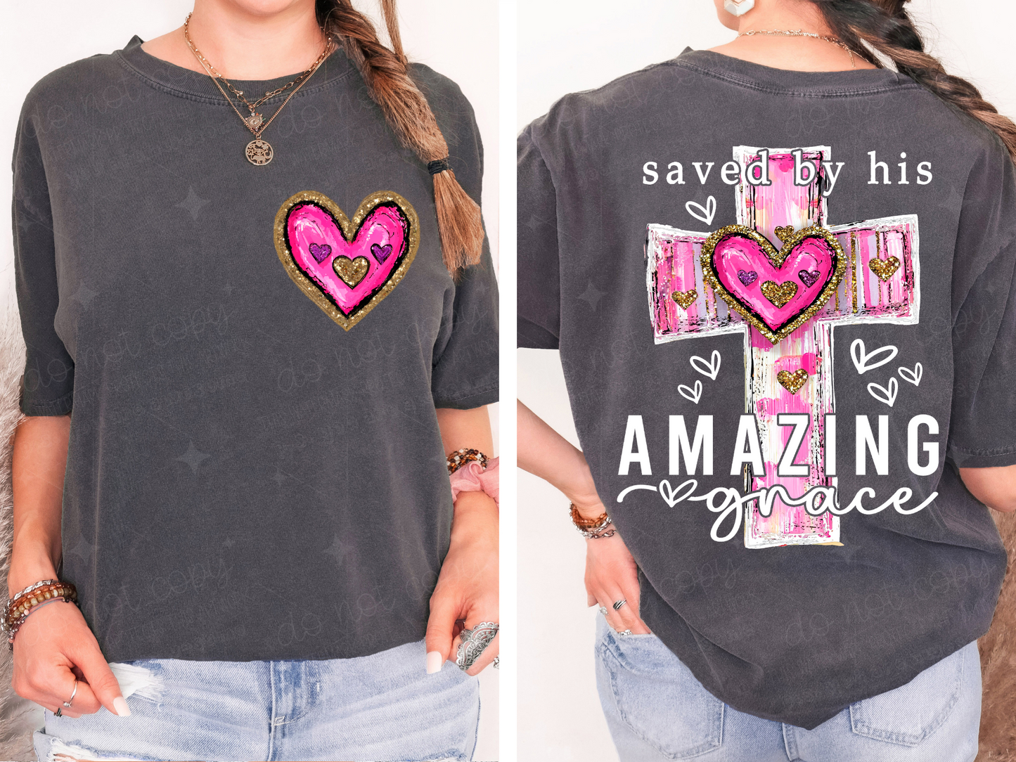 SAVED BY HIS AMAZING GRACE - FRONT+BACK - DTF TRANSFER