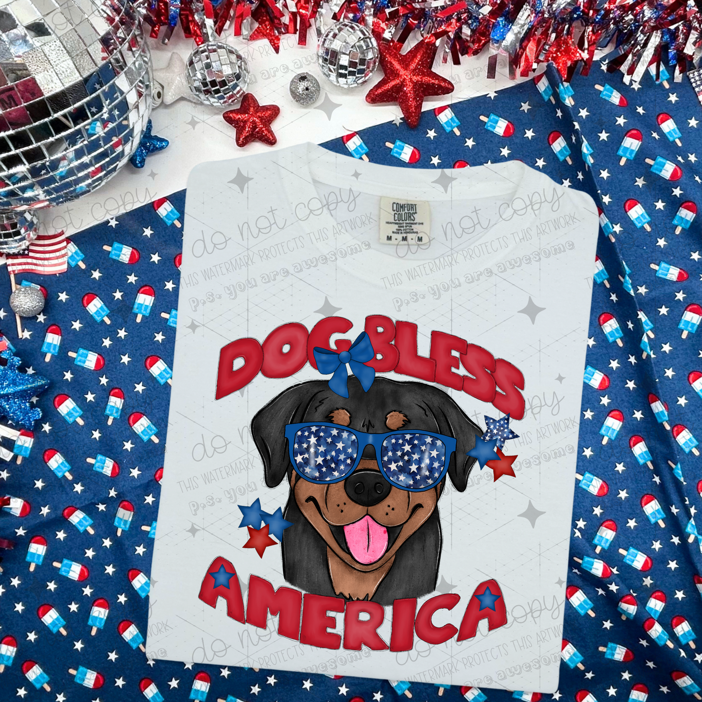DOG BLESS AMERICA - DTF TRANSFER