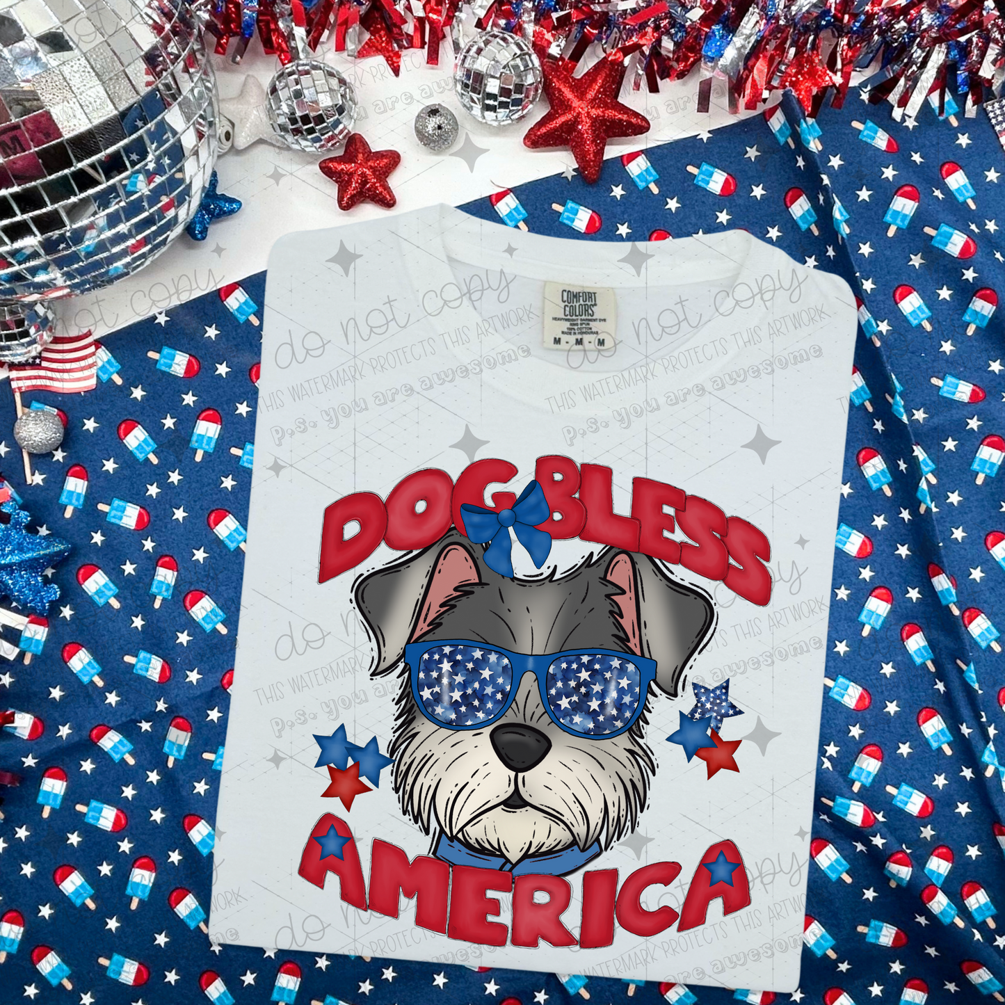 DOG BLESS AMERICA - DTF TRANSFER