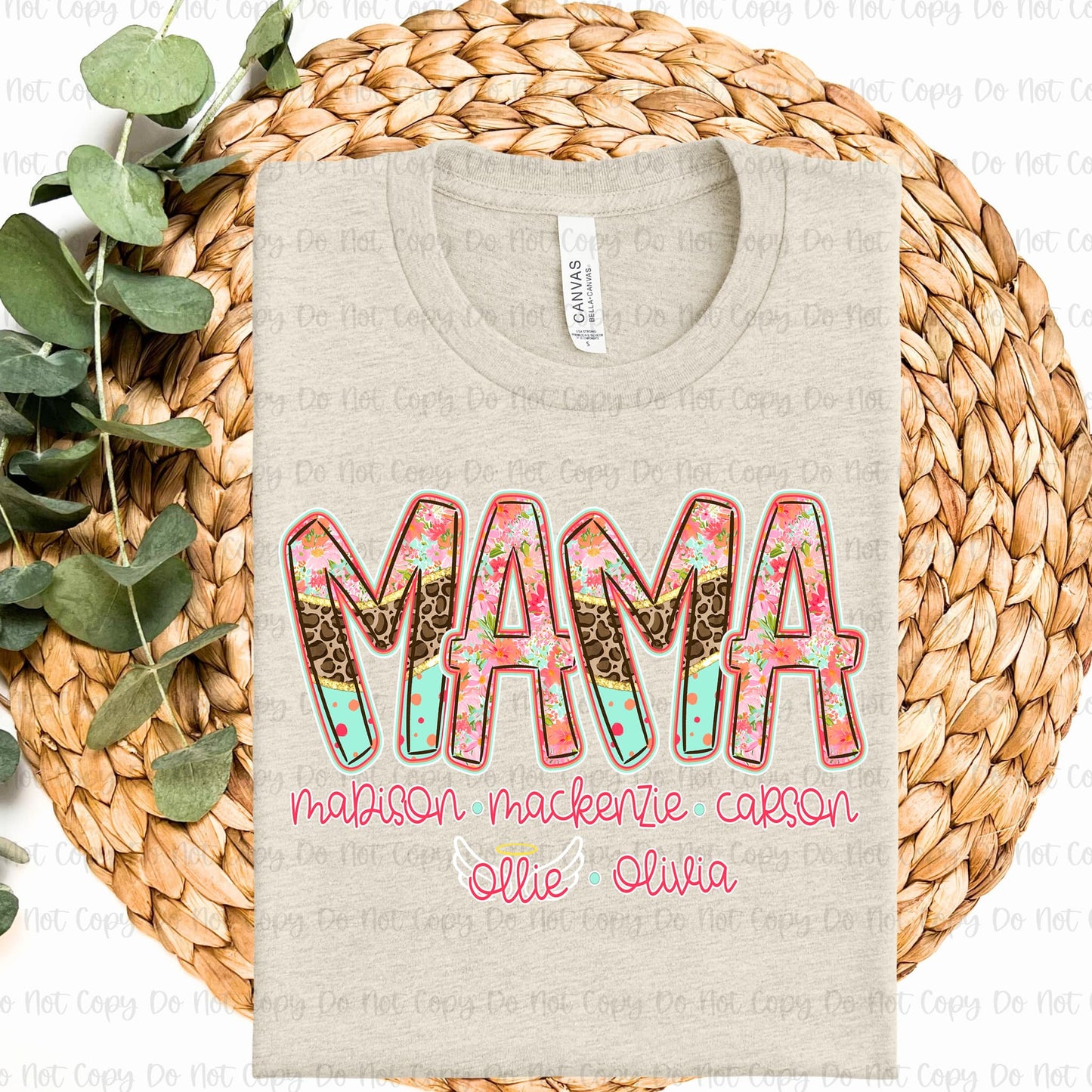 BLOOMING SAFARI - MAMA,AUNT,GRANDMA W/ KIDS NAME - CUSTOM TRANSFER
