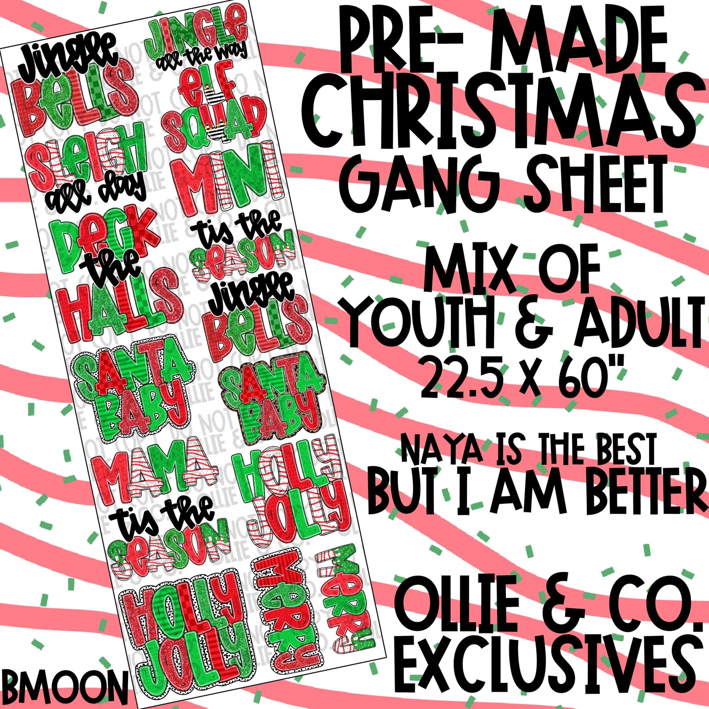 Hand lettered Christmas Gang Sheet 22.5 x60