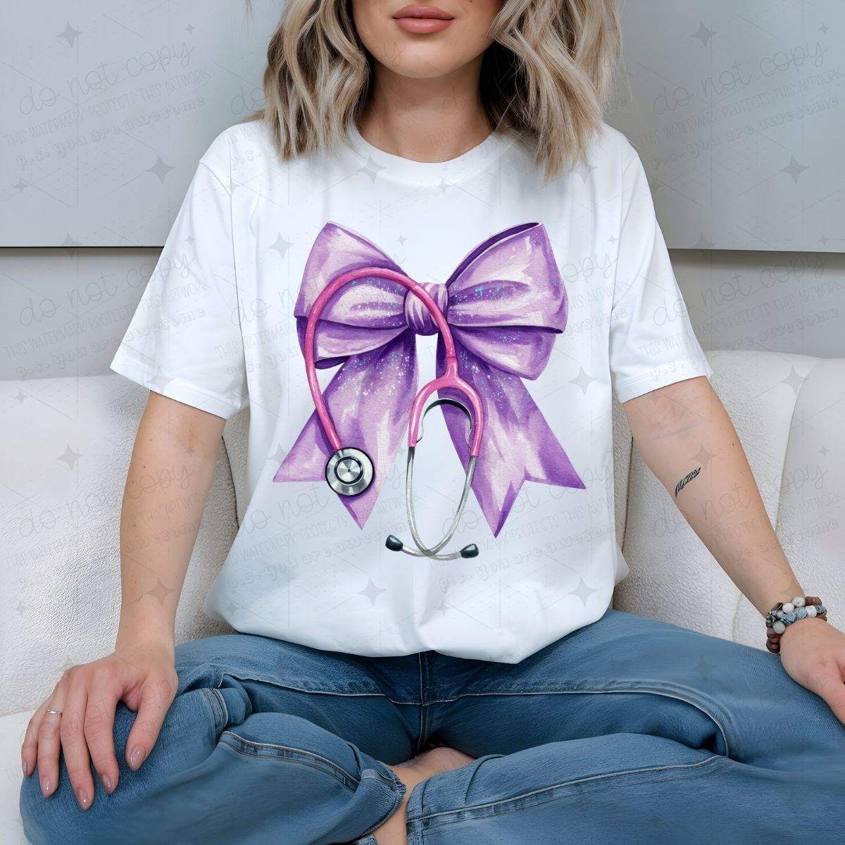 COQUETTE STETHOSCOPE - FAUX GLITTER - DTF TRANSFER